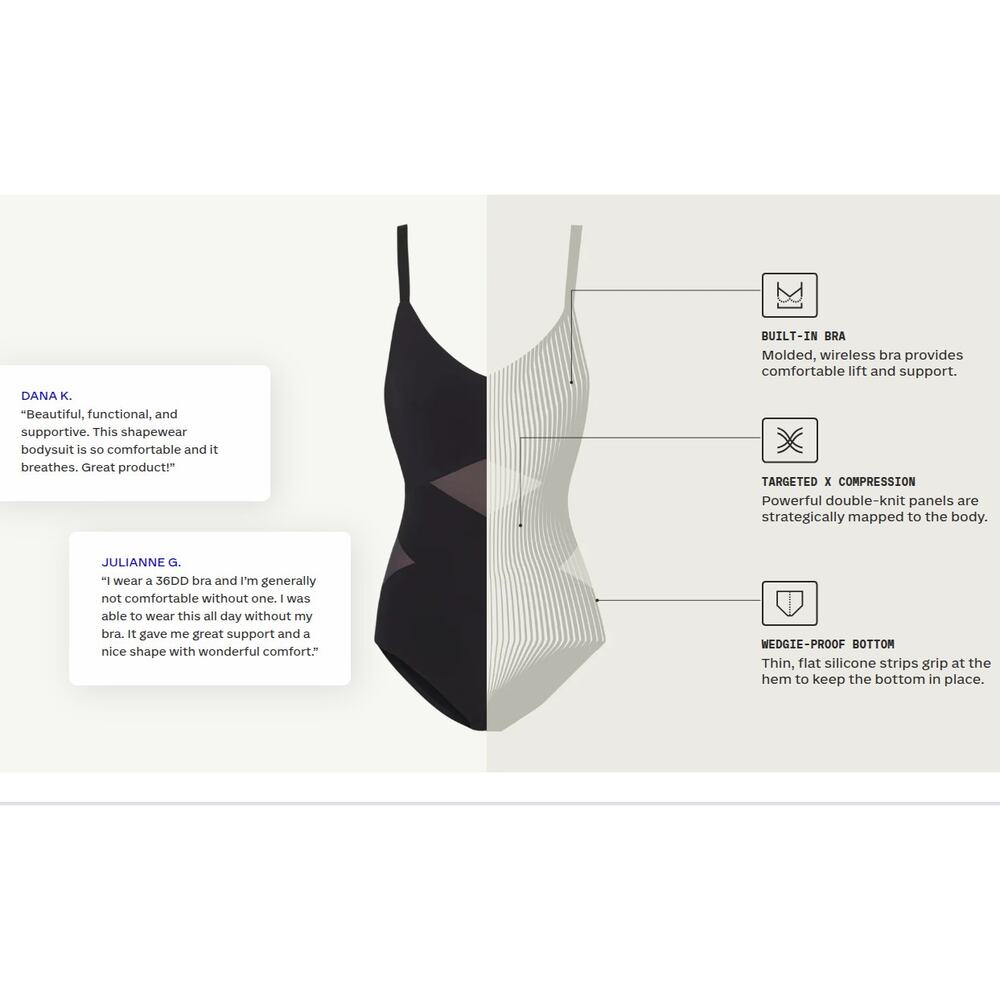 NWT Honeylove Tank Bodysuit large L black Runway brand new - Picture 6 of 14